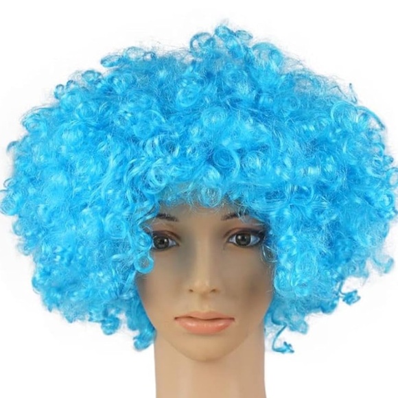 Blue Afro Wig Costume Accessory Bomber Afro Wig/Halloween Party Cosplay Costume - Picture 5 of 5